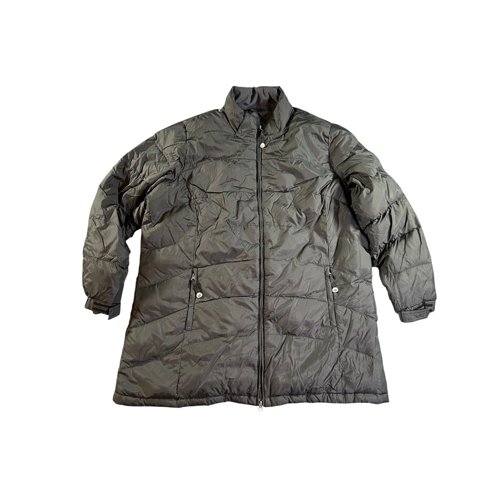 L.L. Bean Puffer Jacket Women 2XL Black Down Filled Quilted Full‎ Zip Outdoor